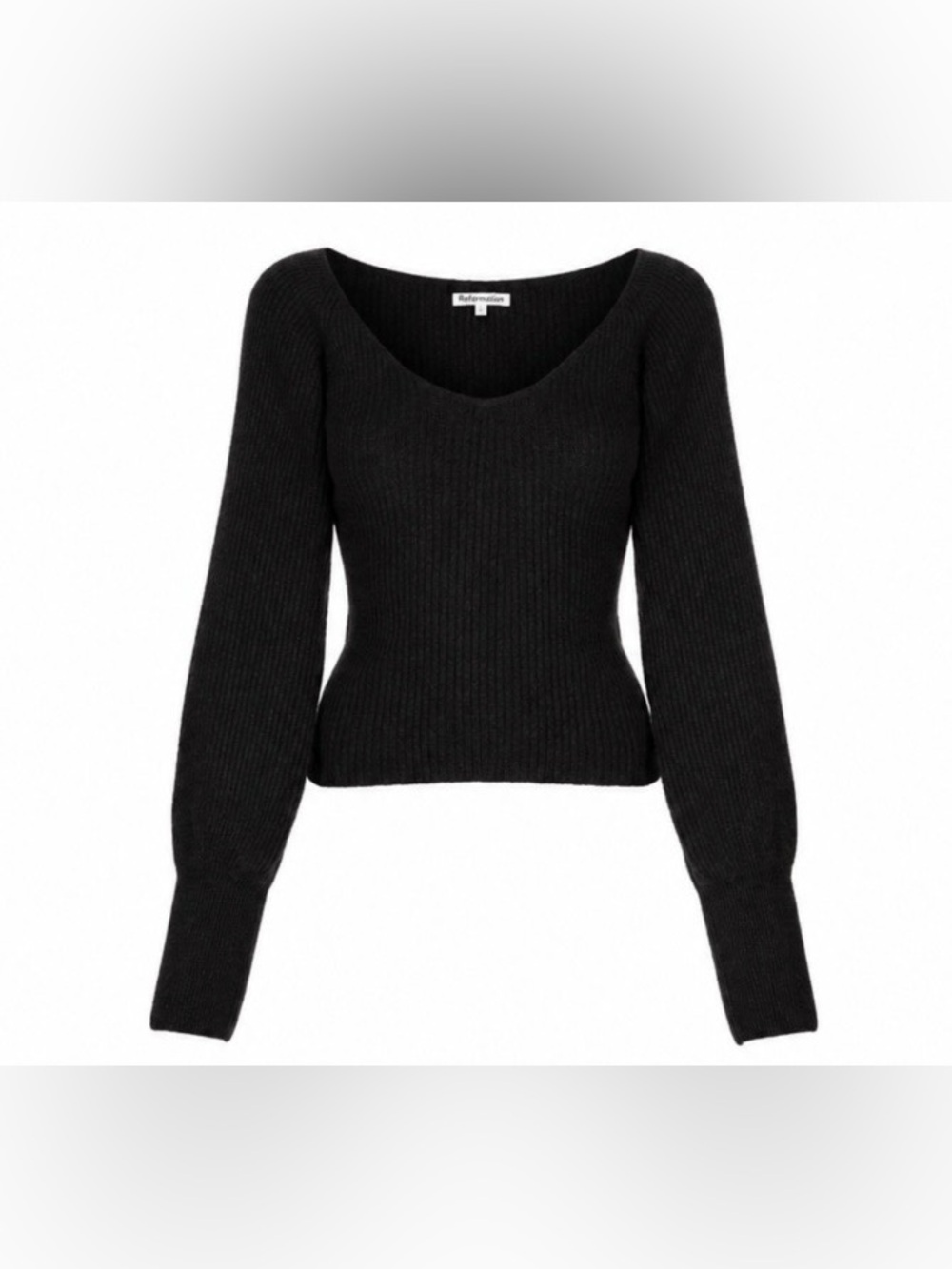 Reformation Hart V-Neck Recycled Blend Cashmere Ribbed Sweater Sz S Luxury NWT